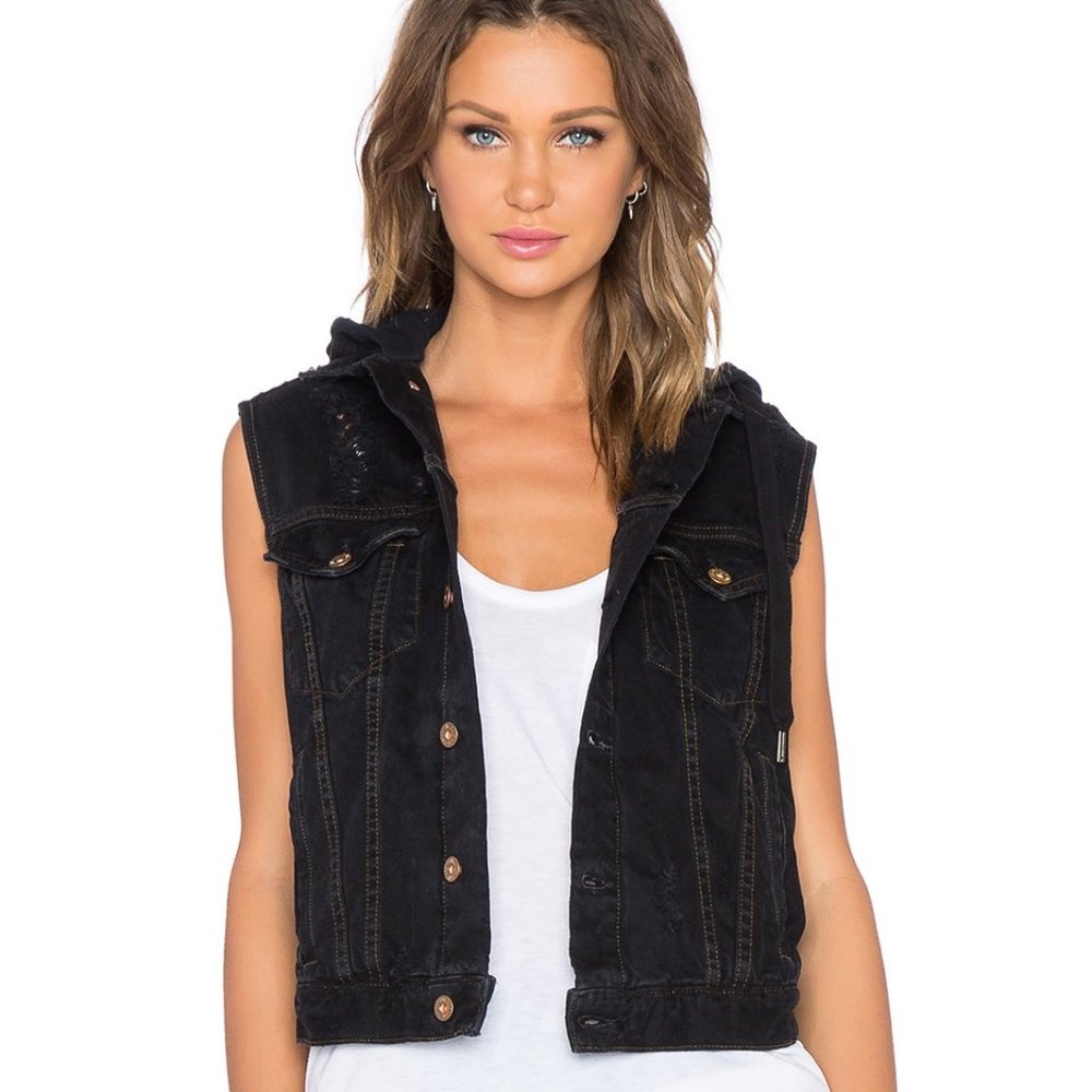 NSF Tia Distressed Hooded Vest